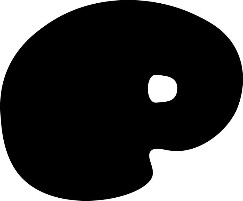 The PAZ monogram: a P shaped as a painter's palette